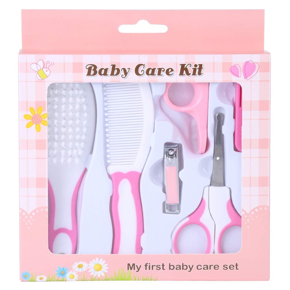 Baby Grooming Kit 6pcs Baby Health Care Kit Nursery Care Kit Baby Health Care Set Portable Safety Cutter Baby Hair Brush Nail Kit for Nursing Baby Heath and Grooming ()